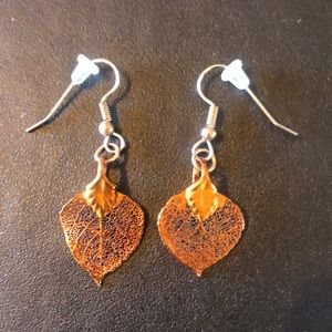 Gold aspen leaf earrings